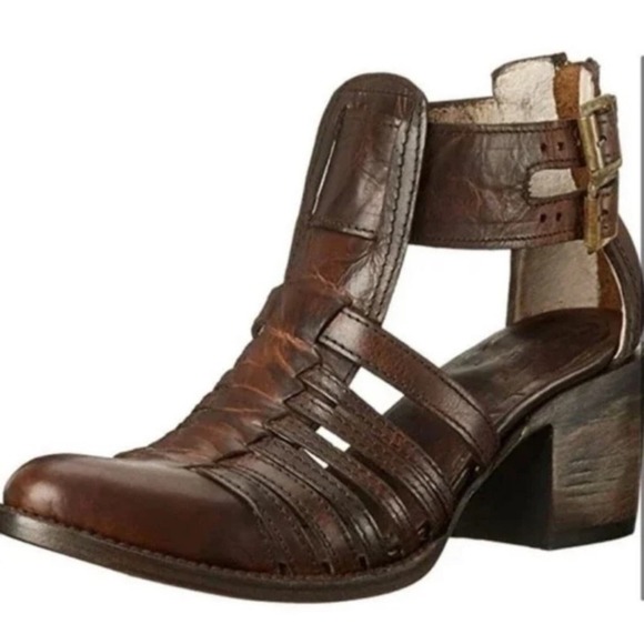 Freebird * Blake Cognac Heeled Strappy Ankle Boots Size 9 - Picture 1 of 11